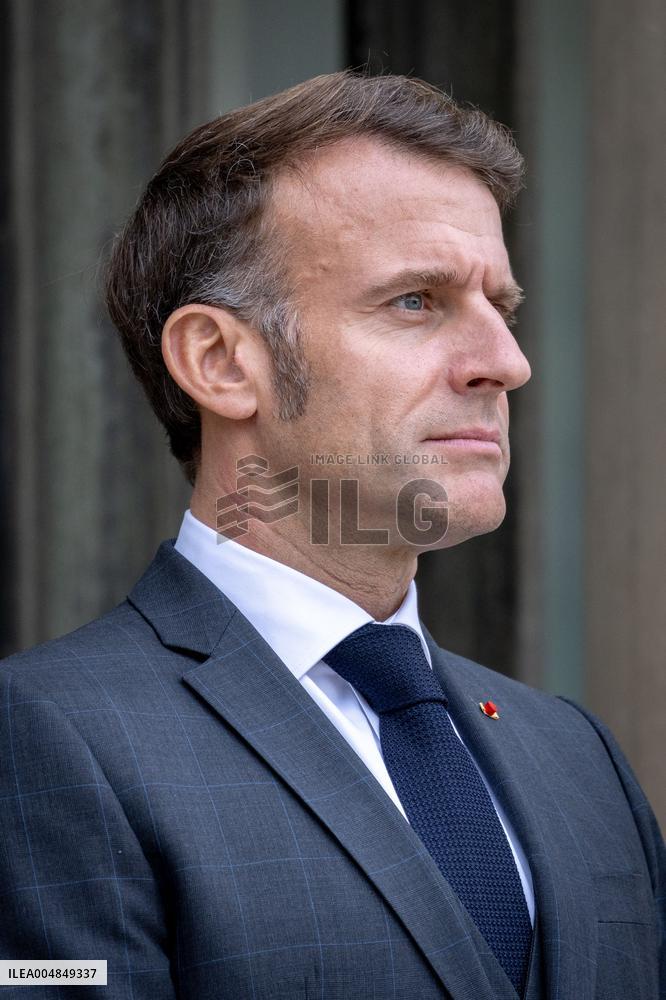 Emmanuel Macron welcomes Prince Rahim al-Hussaini, Aga Khan V at the Elysee Palace - Paris AJ