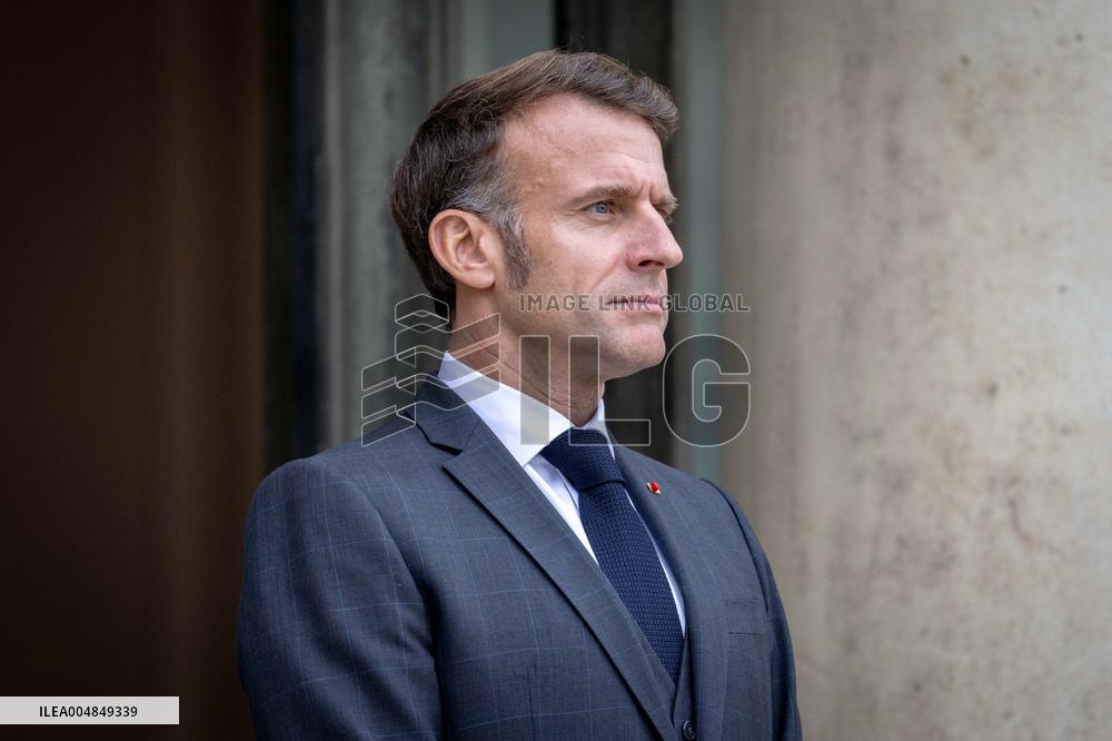 Emmanuel Macron welcomes Prince Rahim al-Hussaini, Aga Khan V at the Elysee Palace - Paris AJ