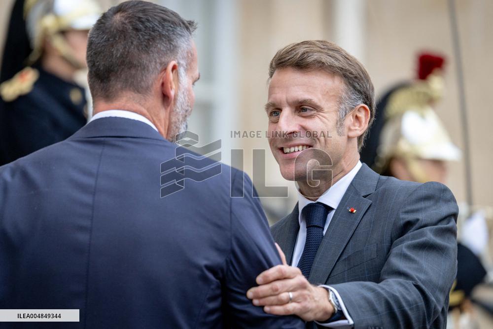 Emmanuel Macron welcomes Prince Rahim al-Hussaini, Aga Khan V at the Elysee Palace - Paris AJ