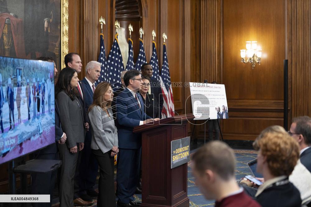 Speaker Johnson Marking The 28th day of the US Government Shutdown - Washington DC