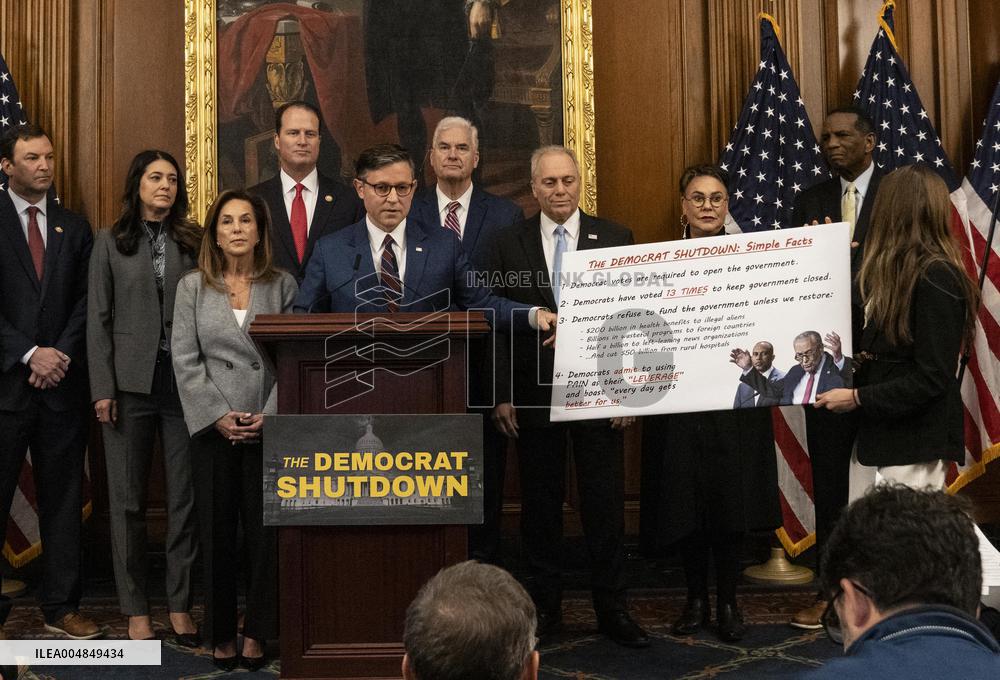 Speaker Johnson Marking The 28th day of the US Government Shutdown - Washington DC