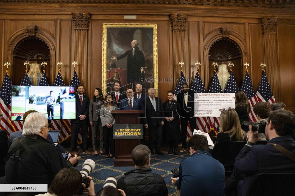 Speaker Johnson Marking The 28th day of the US Government Shutdown - Washington DC