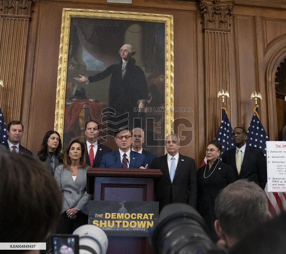 Speaker Johnson Marking The 28th day of the US Government Shutdown - Washington DC