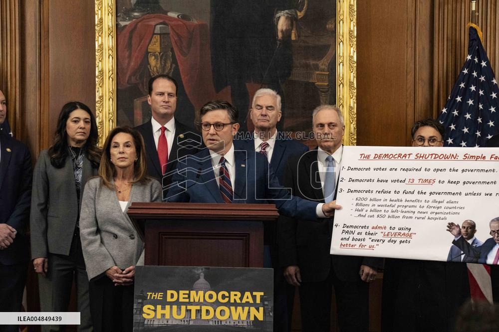 Speaker Johnson Marking The 28th day of the US Government Shutdown - Washington DC