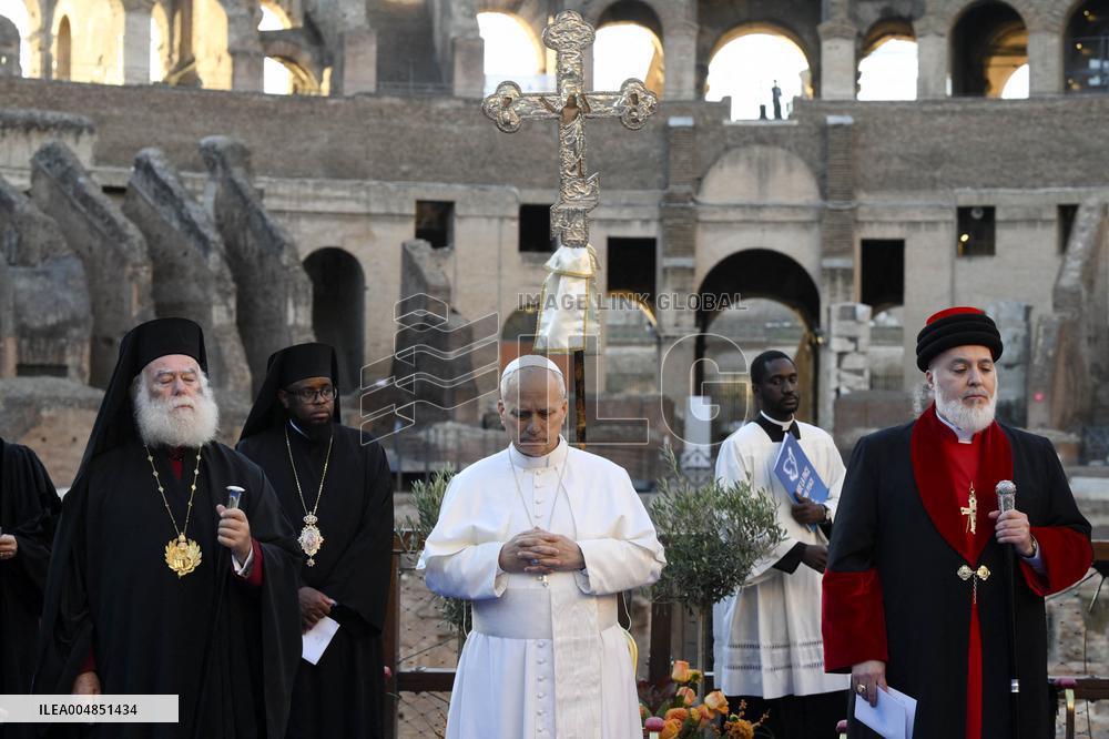 Pope Leo XIV At Meeting For Peace At The Colosseum - Rome