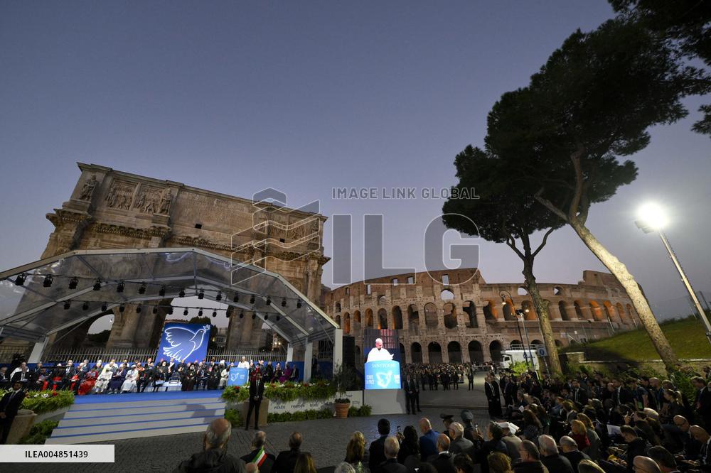 Pope Leo XIV At Meeting For Peace At The Colosseum - Rome