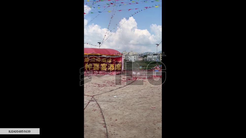 China: Whirlwind Blows Away Wedding Tent in Guangdong