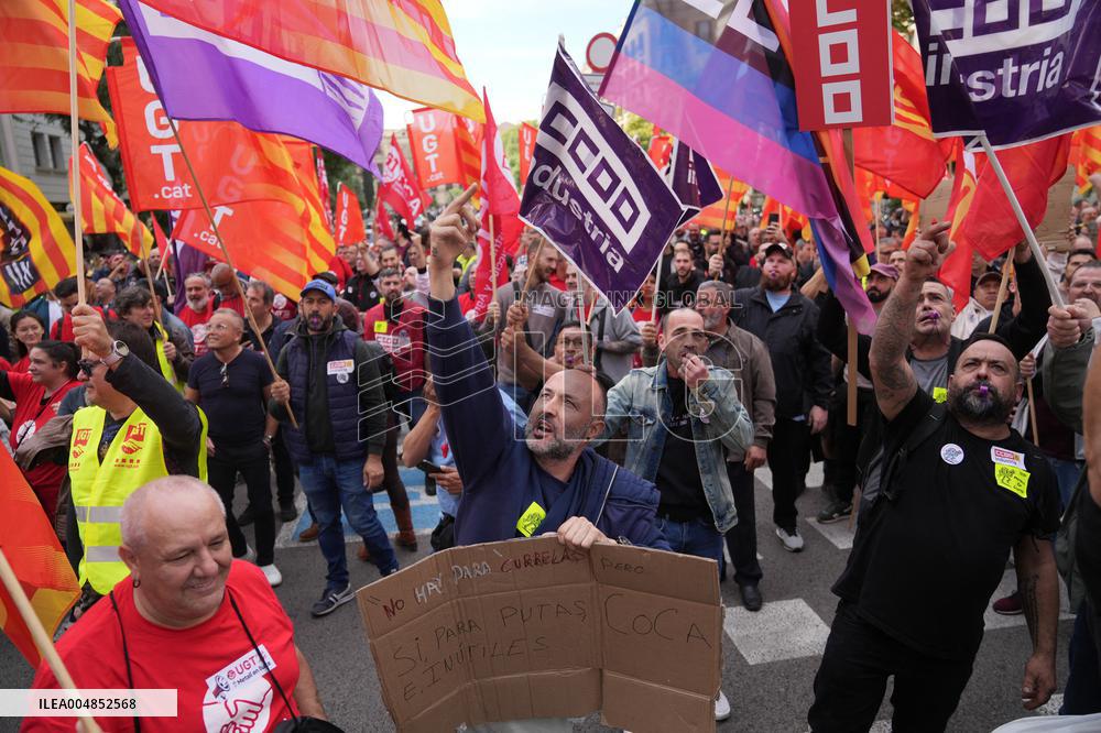 Metal Sector Protests Against UPM in Barcelona - Spain
