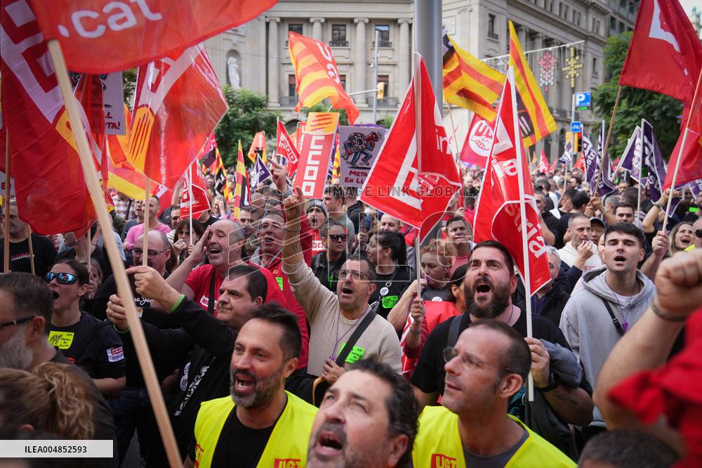 Metal Sector Protests Against UPM in Barcelona - Spain