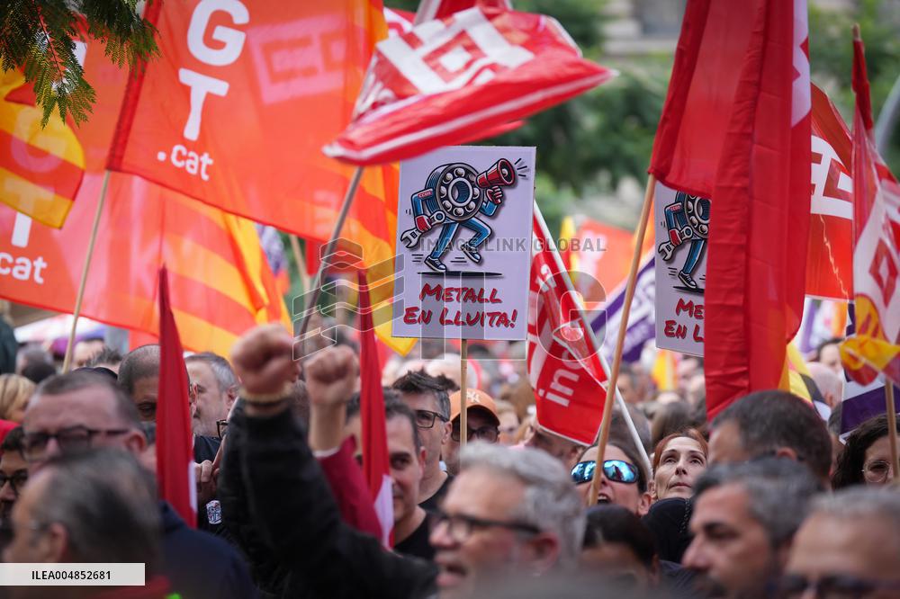 Metal Sector Protests Against UPM in Barcelona - Spain