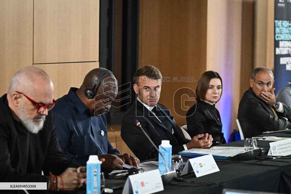 Emmanuel Macron at the 8th edition of Paris Peace Forum at Palais Chaillot in Paris FA