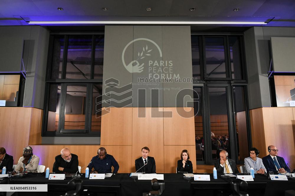 Emmanuel Macron at the 8th edition of Paris Peace Forum at Palais Chaillot in Paris FA
