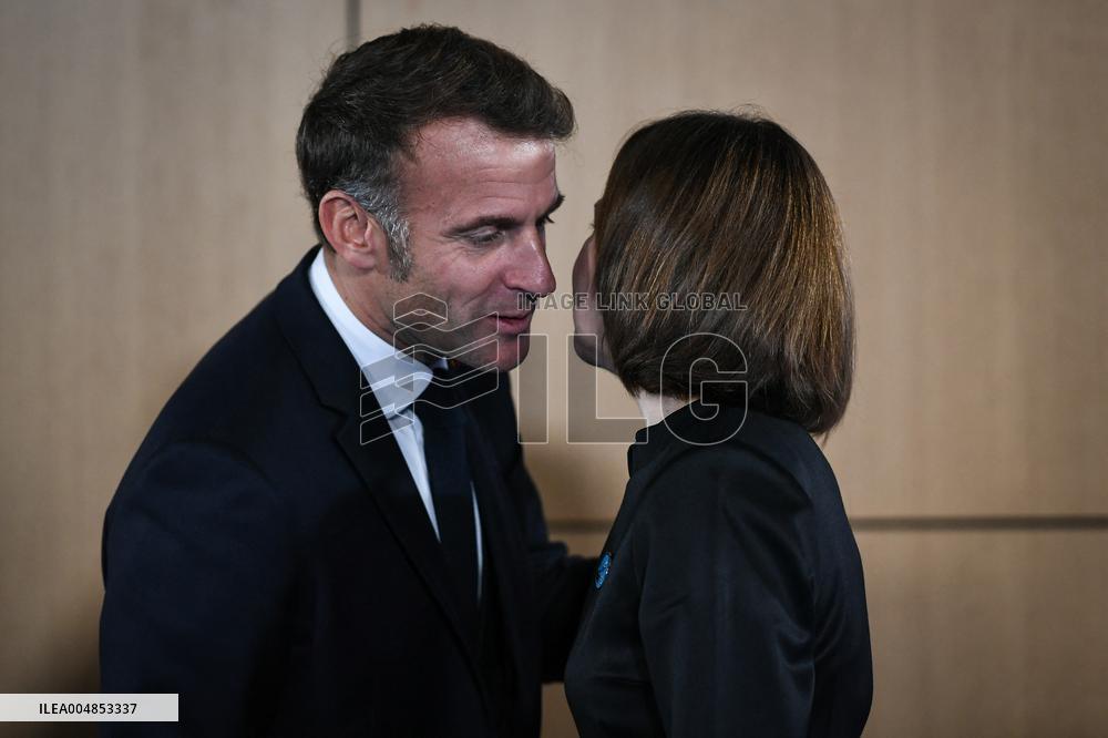 Emmanuel Macron at the 8th edition of Paris Peace Forum at Palais Chaillot in Paris FA
