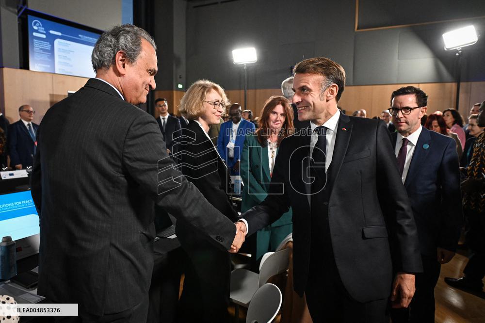 Emmanuel Macron at the 8th edition of Paris Peace Forum at Palais Chaillot in Paris FA