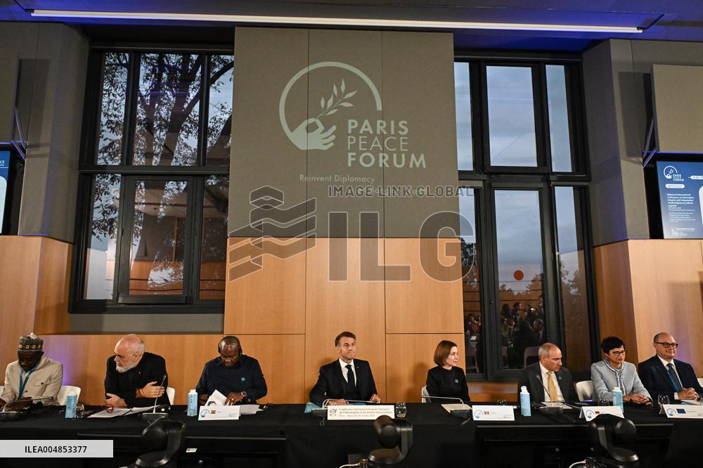 Emmanuel Macron at the 8th edition of Paris Peace Forum at Palais Chaillot in Paris FA