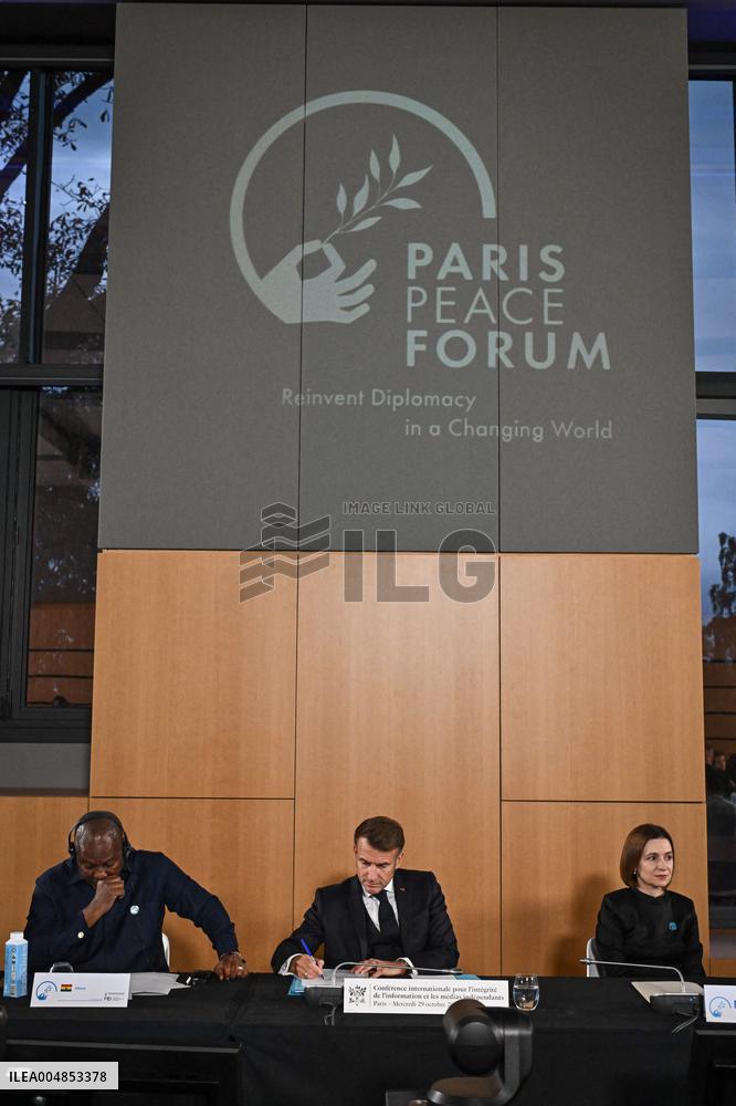 Emmanuel Macron at the 8th edition of Paris Peace Forum at Palais Chaillot in Paris FA