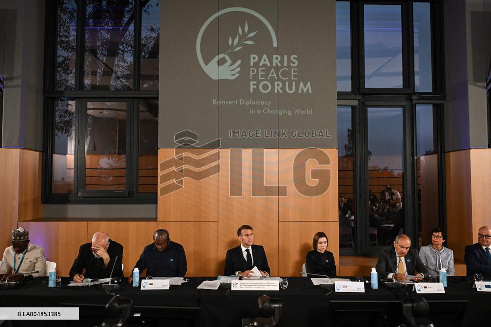 Emmanuel Macron at the 8th edition of Paris Peace Forum at Palais Chaillot in Paris FA