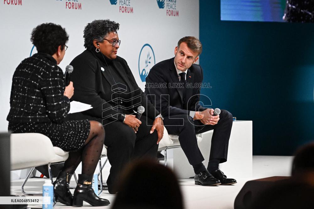 Emmanuel Macron at the 8th edition of Paris Peace Forum at Palais Chaillot in Paris FA