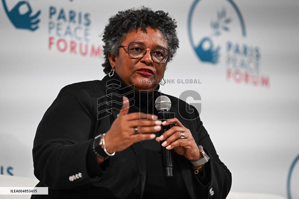 Emmanuel Macron at the 8th edition of Paris Peace Forum at Palais Chaillot in Paris FA