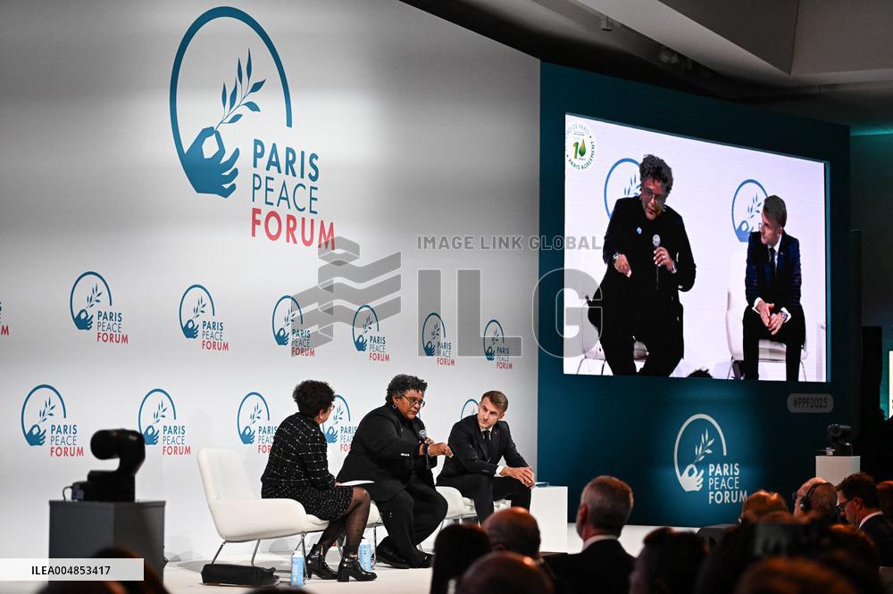Emmanuel Macron at the 8th edition of Paris Peace Forum at Palais Chaillot in Paris FA