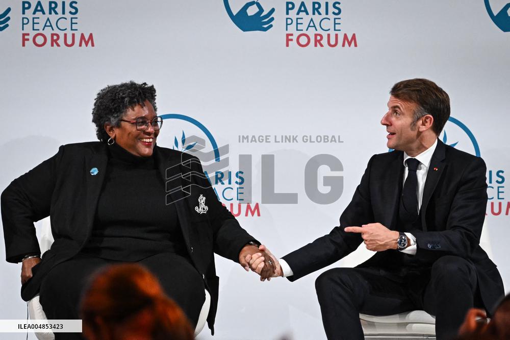Emmanuel Macron at the 8th edition of Paris Peace Forum at Palais Chaillot in Paris FA