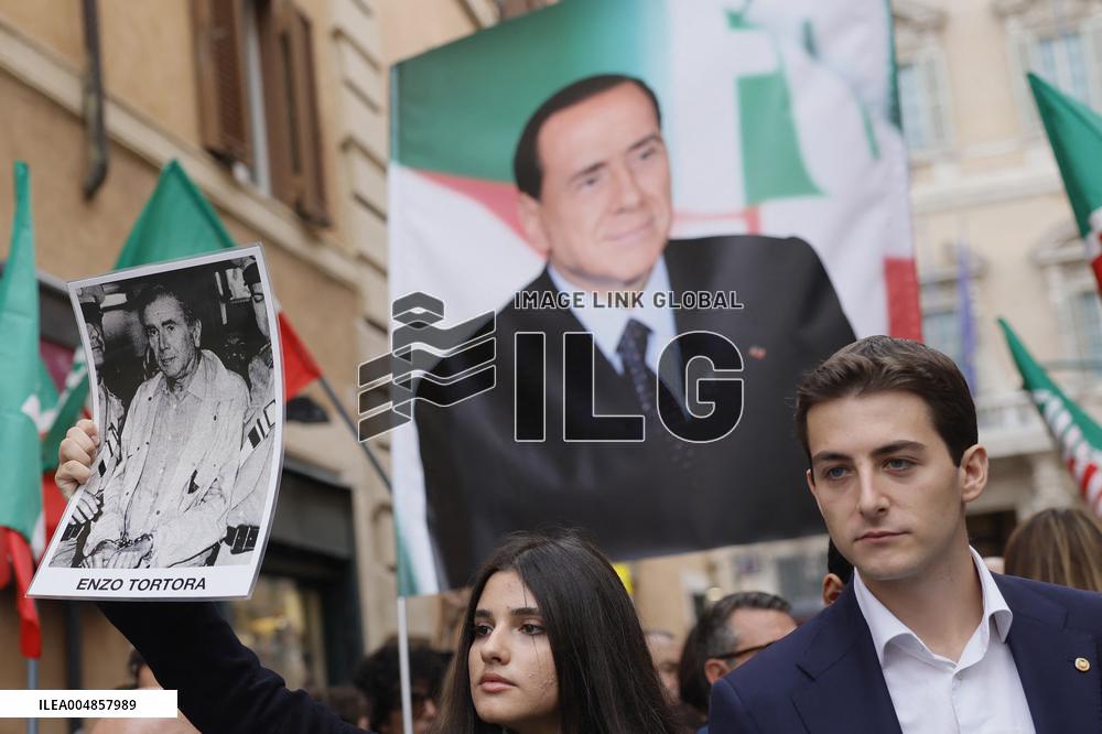 Forza Italia's Flash Mob in Front of The Senate - Rome