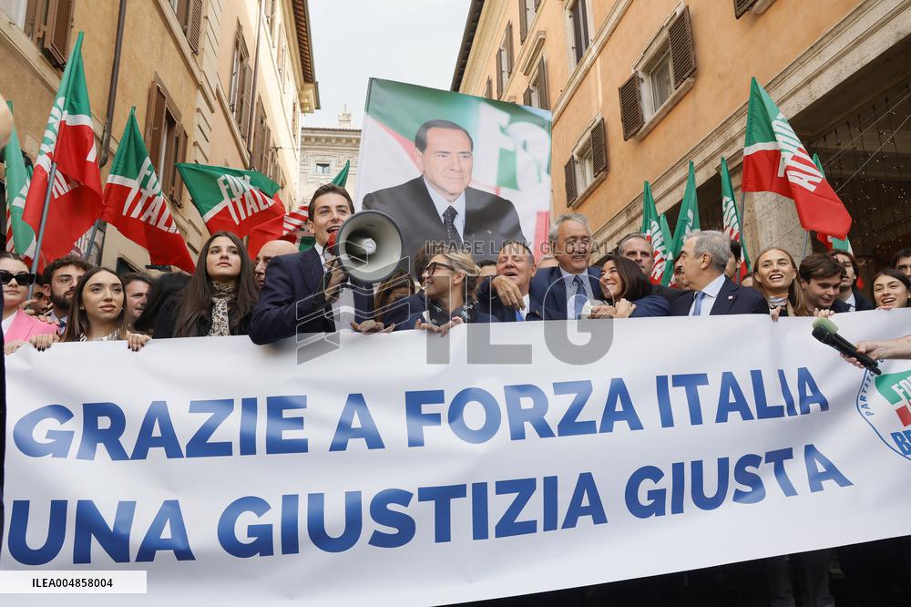 Forza Italia's Flash Mob in Front of The Senate - Rome