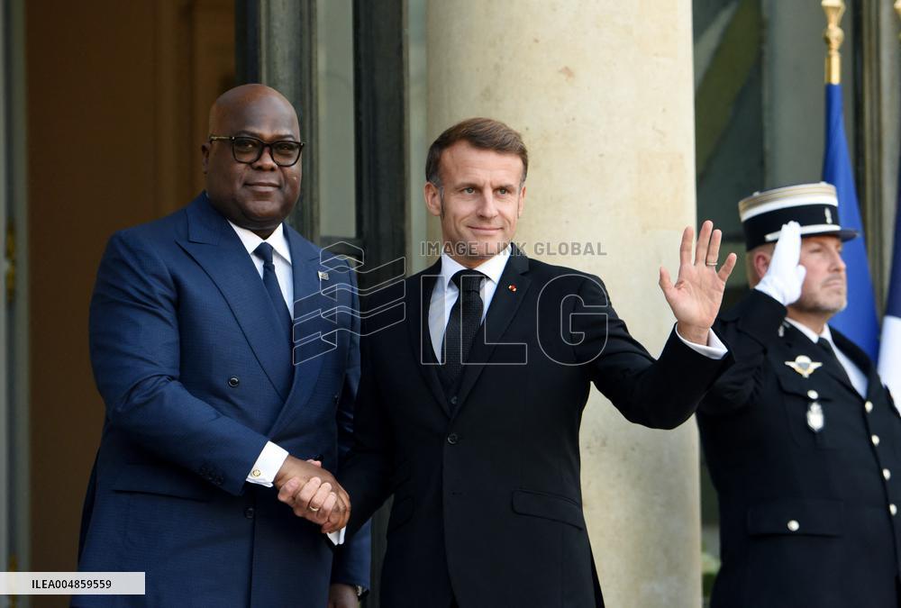 Macron Welcomes President Of The Democratic Republic Of Congo Felix Tshisekedi - Paris