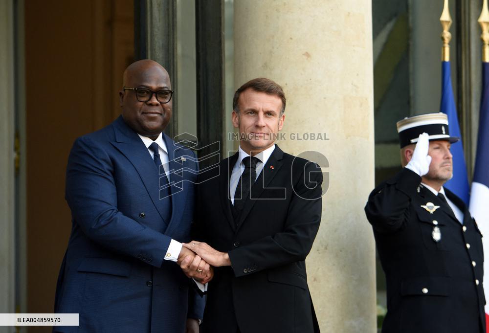 Macron Welcomes President Of The Democratic Republic Of Congo Felix Tshisekedi - Paris