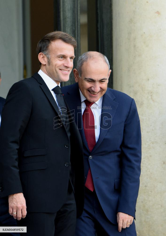 Macron Welcomes Prime Minister Of The Republic Of Armania Nikol Pachinian - Paris