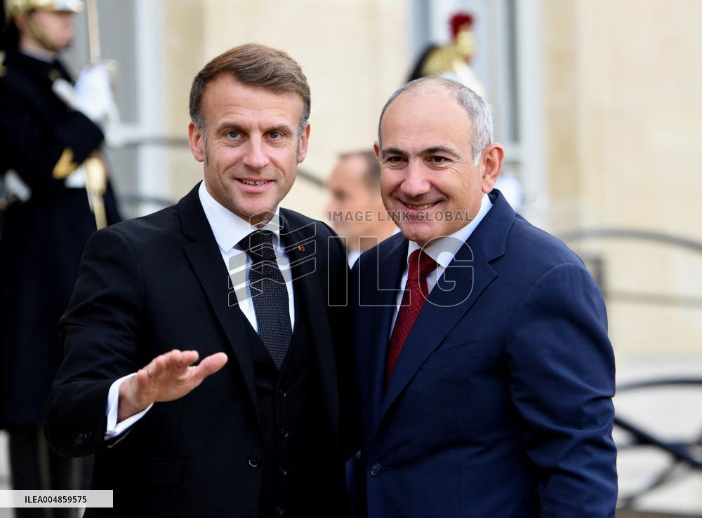 Macron Welcomes Prime Minister Of The Republic Of Armania Nikol Pachinian - Paris