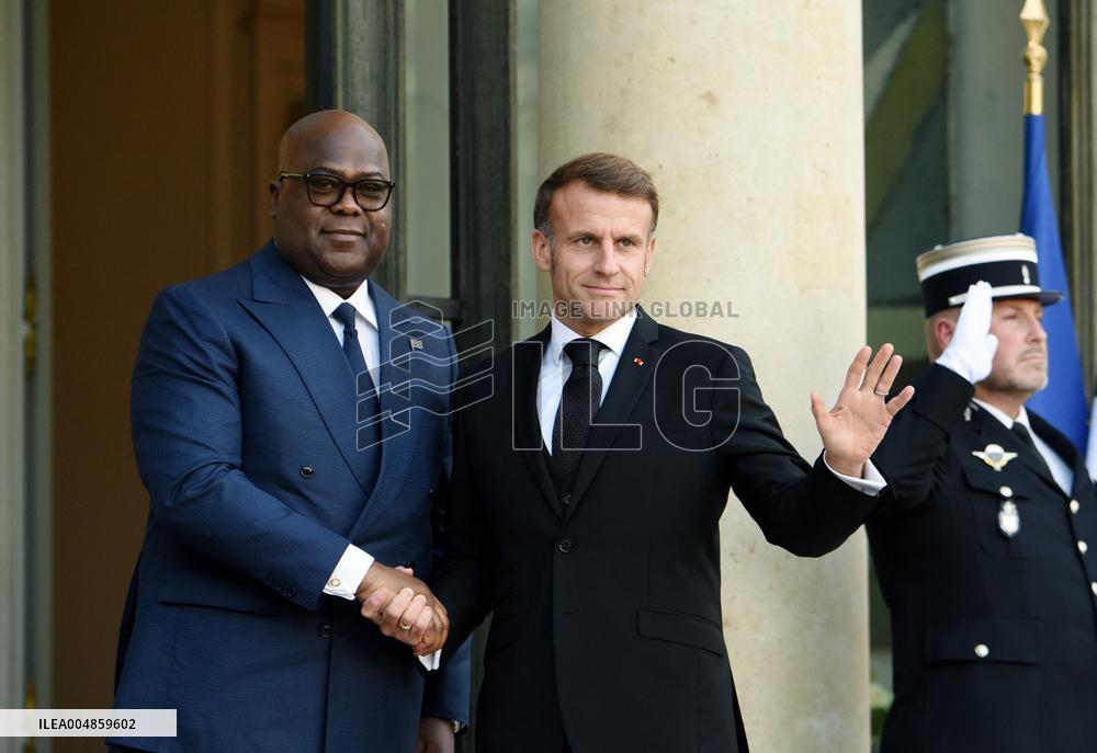 Macron Welcomes President Of The Democratic Republic Of Congo Felix Tshisekedi - Paris