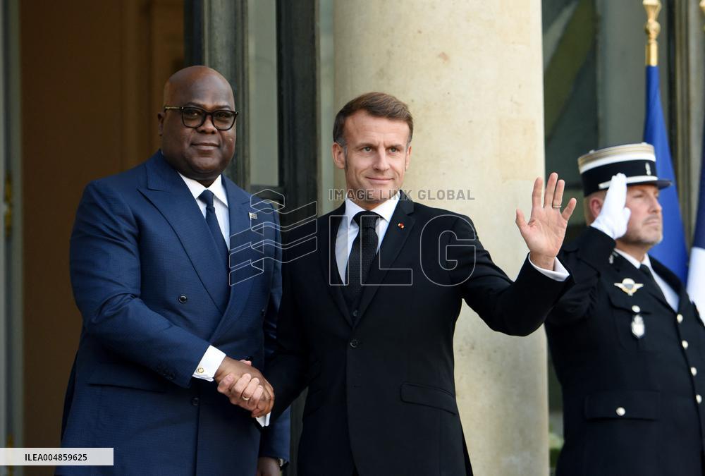 Macron Welcomes President Of The Democratic Republic Of Congo Felix Tshisekedi - Paris
