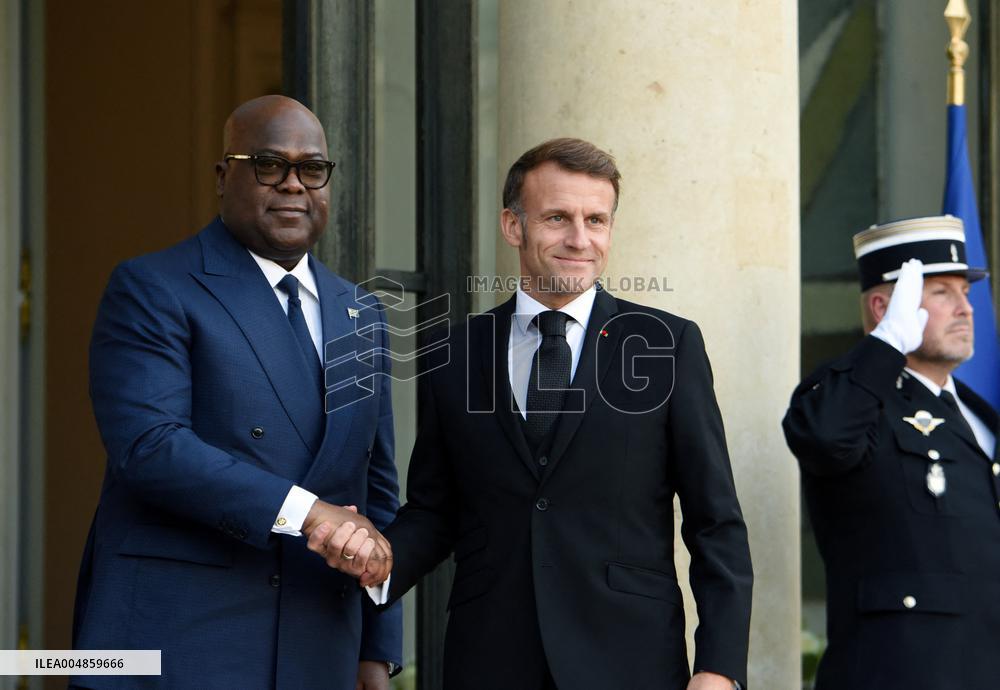 Macron Welcomes President Of The Democratic Republic Of Congo Felix Tshisekedi - Paris