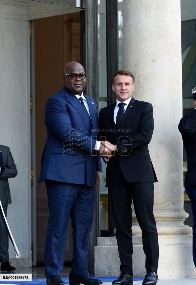 Macron Welcomes President Of The Democratic Republic Of Congo Felix Tshisekedi - Paris