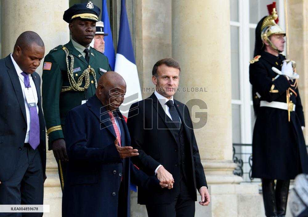 Macron Welcomes President Republic Of Liberia Joseph Boakai - Paris
