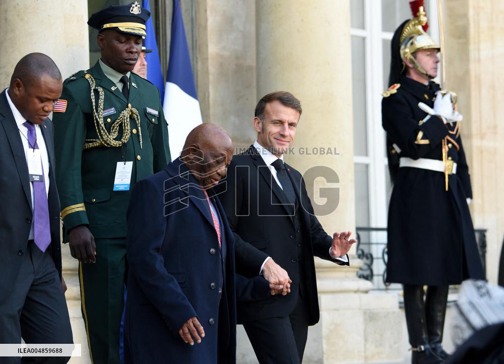 Macron Welcomes President Republic Of Liberia Joseph Boakai - Paris