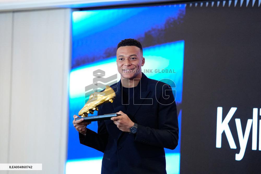 Kylian Mbappe Receives Golden Boot Award - Madrid