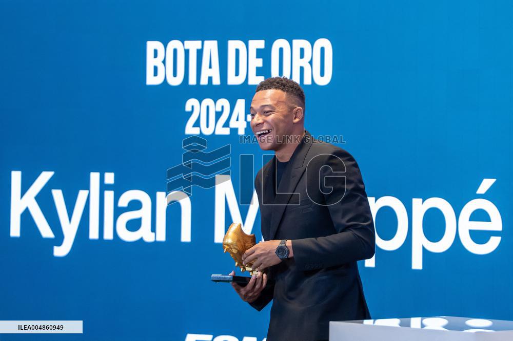 Kylian Mbappe Receives Golden Boot Award - Madrid