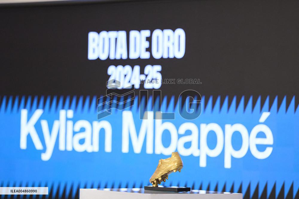Kylian Mbappe Receives Golden Boot Award - Madrid