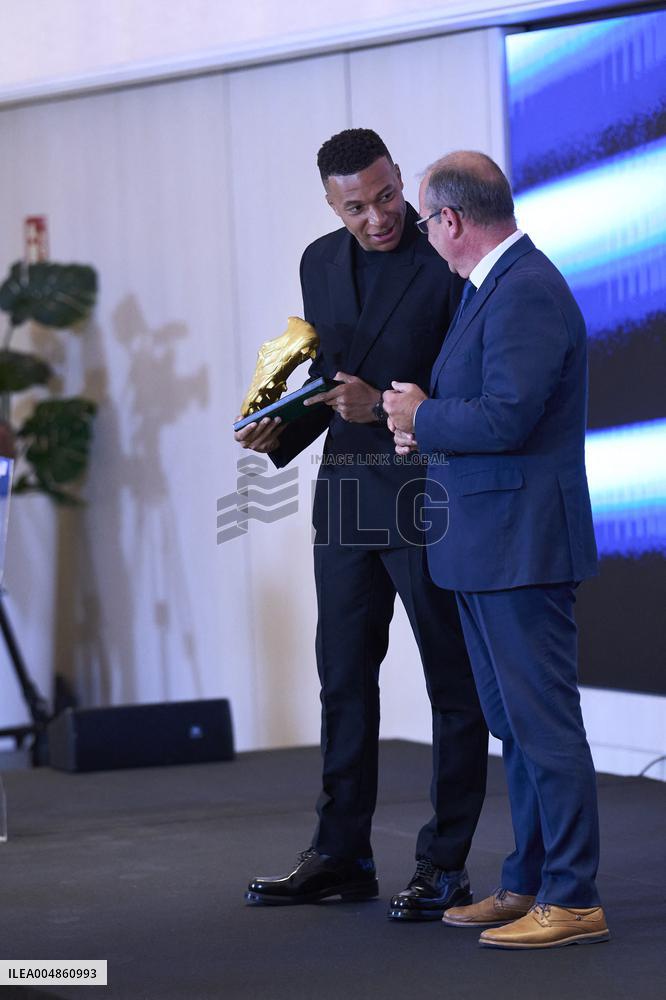 Kylian Mbappe Receives Golden Boot Award - Madrid