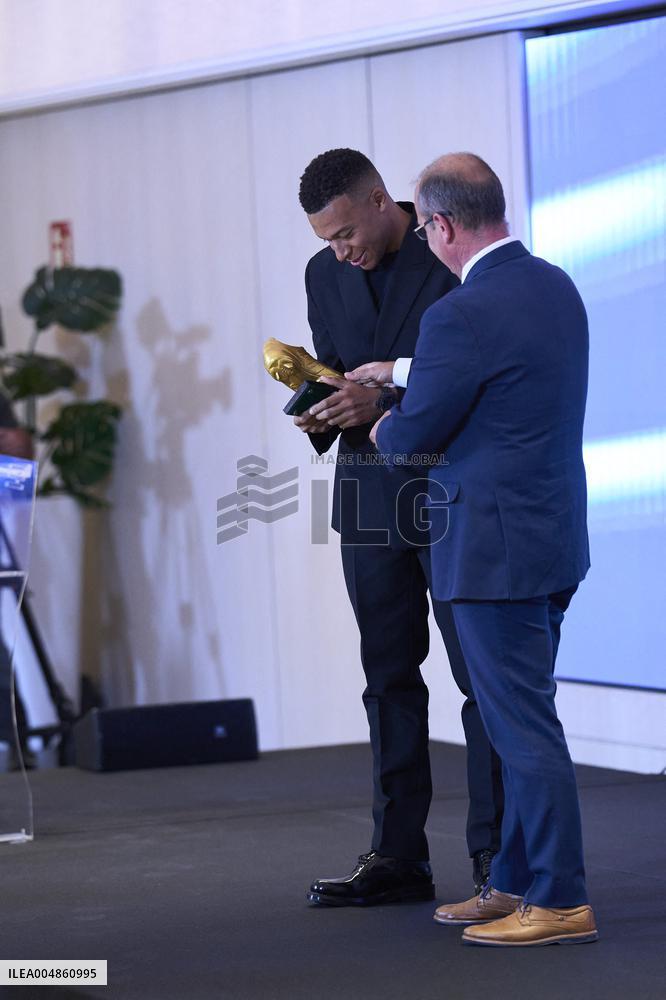 Kylian Mbappe Receives Golden Boot Award - Madrid