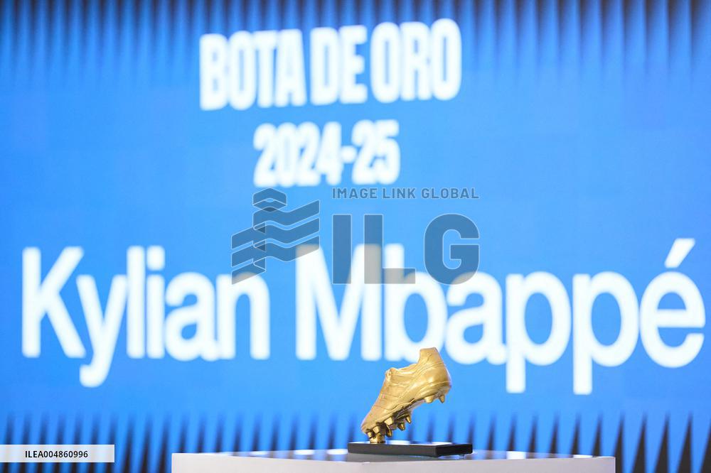 Kylian Mbappe Receives Golden Boot Award - Madrid