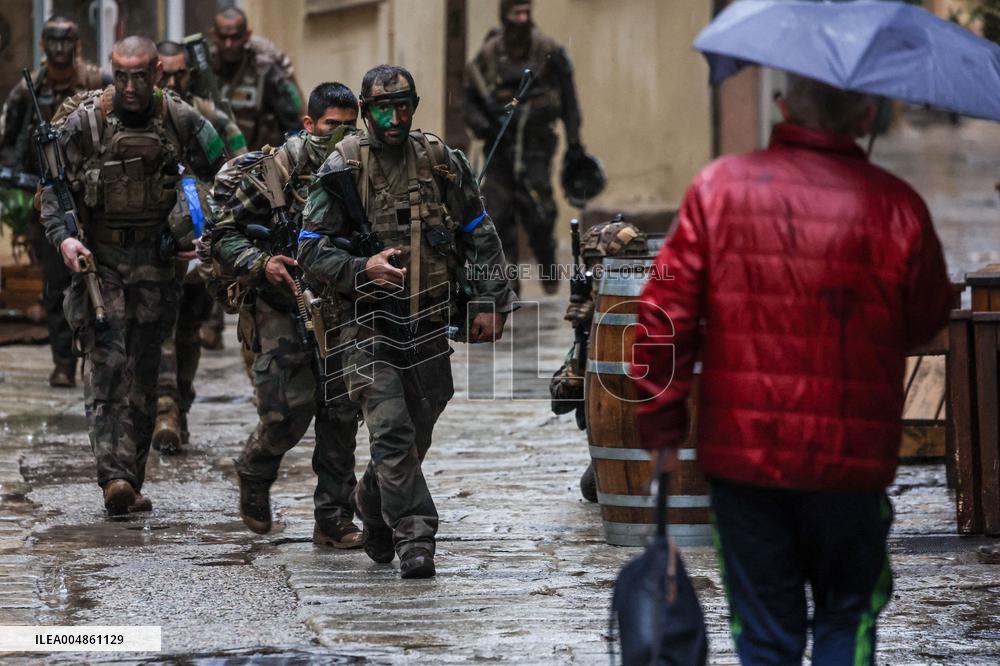 Military Exercise in The Little Town of Calvi - Corsica