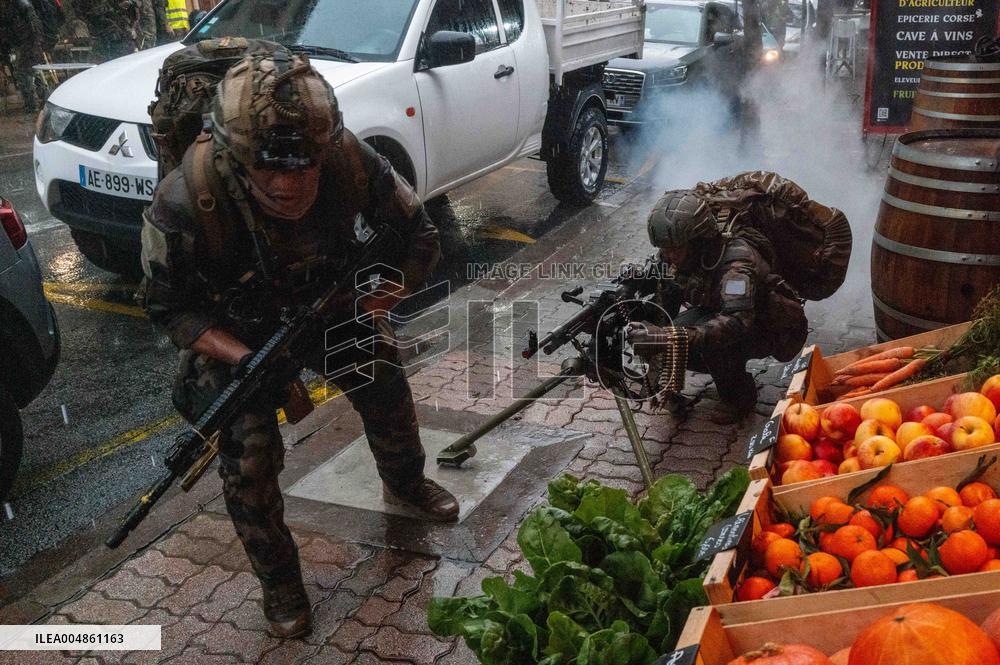 Military Exercise in The Little Town of Calvi - Corsica