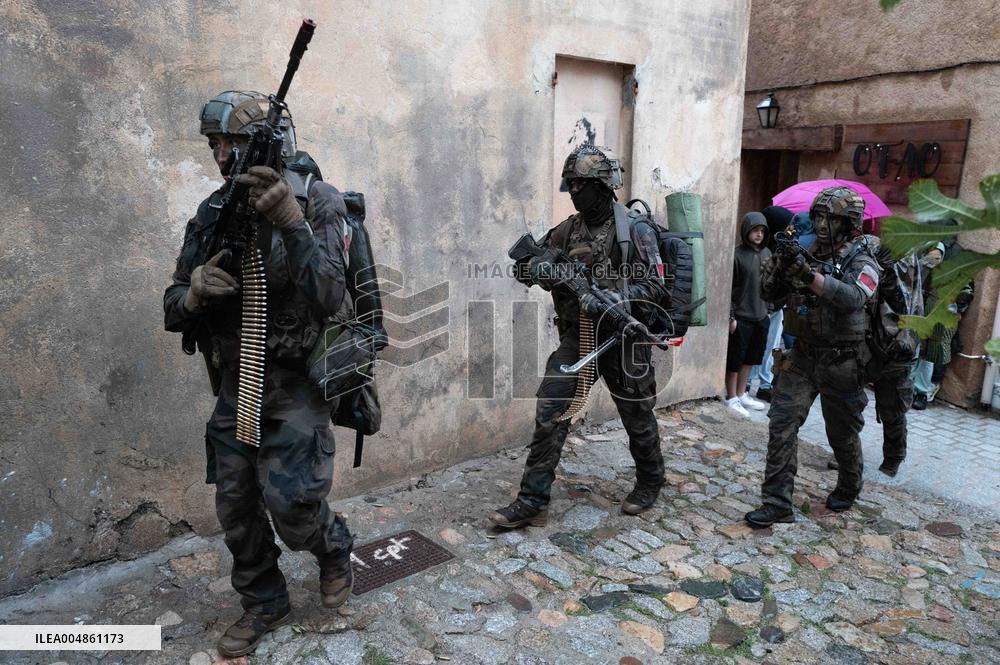 Military Exercise in The Little Town of Calvi - Corsica