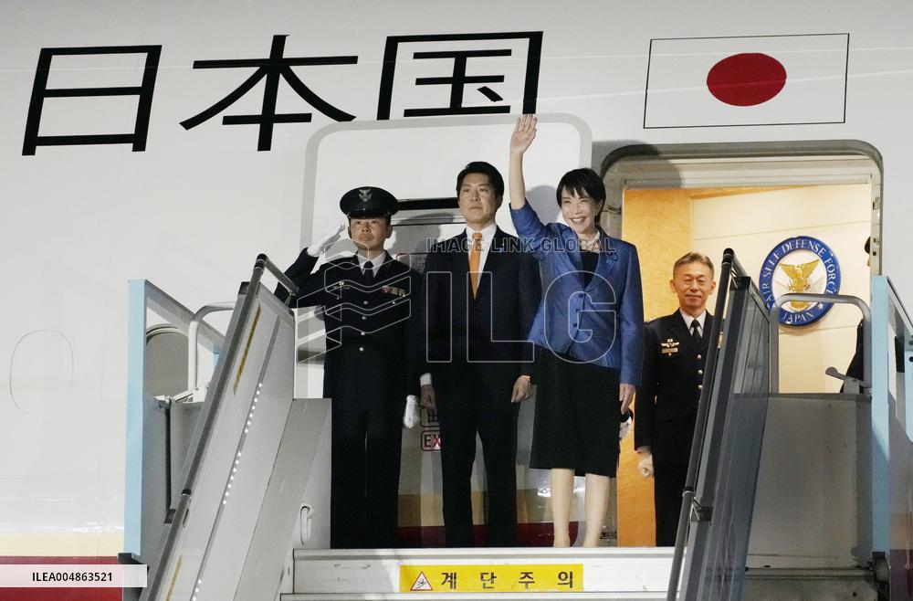 Japan PM Takaichi leaves Busan
