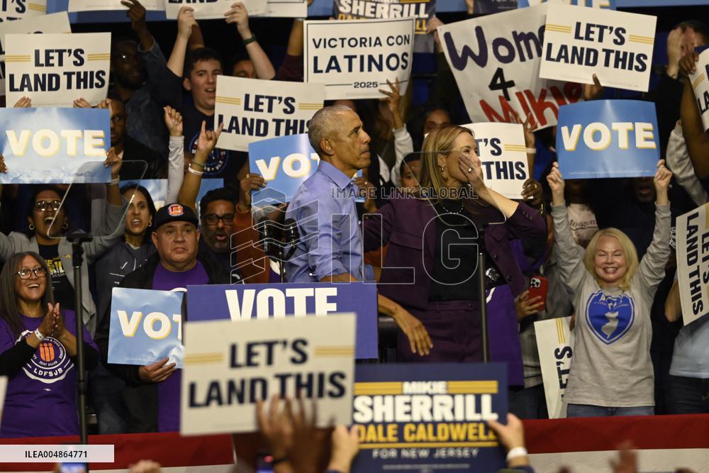 Former US President Barack Obama Attends Mike Sherrill Rally in Newark, NJ