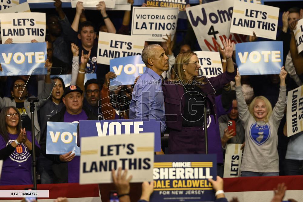 Former US President Barack Obama Attends Mike Sherrill Rally in Newark, NJ