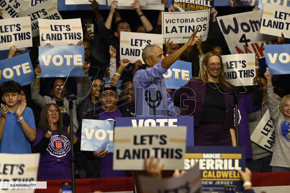 Former US President Barack Obama Attends Mike Sherrill Rally in Newark, NJ